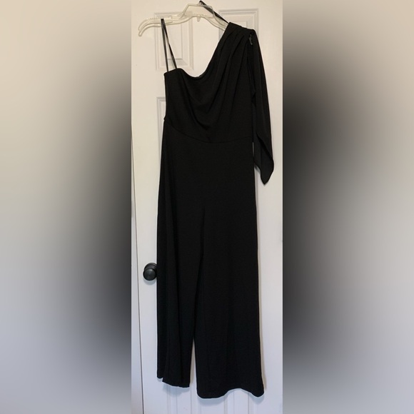 Laundry By Shelli Segal Pants - Black WideLeg Jumpsuit LaundrybyShelliSegal One-shoulder Drape PRIORITY SHIPPING